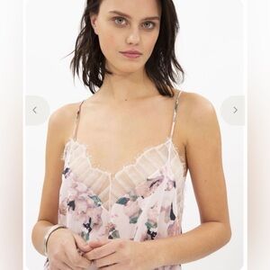 IRO Pink Floral Lace-Trim Camisole
